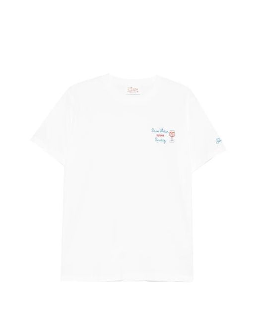 Mc2 Saint Barth White Portofino Embroidered T-Shirt for men