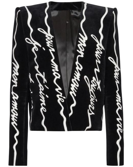 Balmain Black Spencer Embroidered Blazer for men