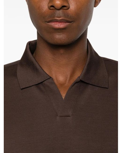 Herno Brown Short-Sleeve Polo Shirt for men