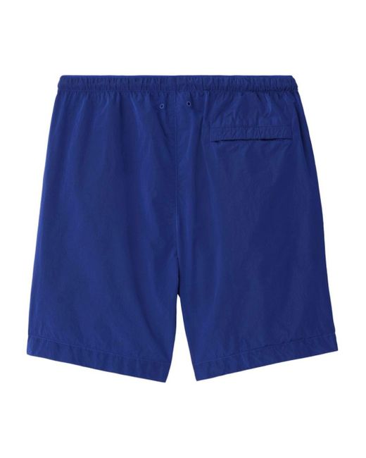 Burberry Blue Ekd-embroidered Elasticated-waist Shorts for men