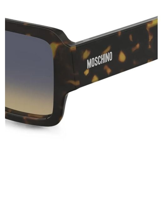 Moschino Black Tortoiseshell-Effect Rectangle-Frame Sunglasses