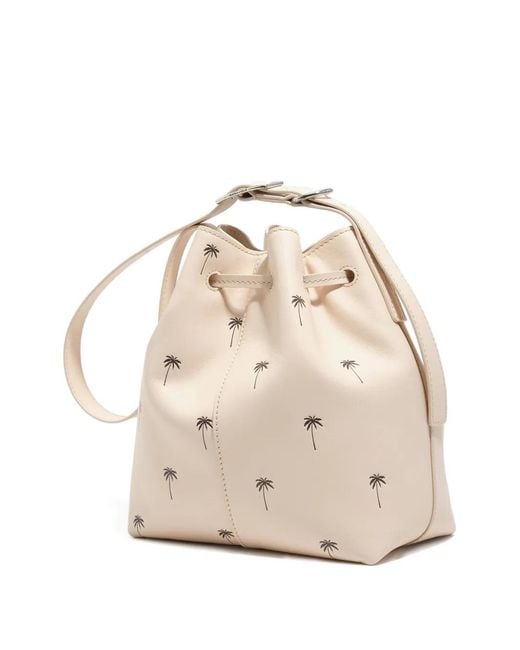 Bimba Y Lola Natural Large Palm-Tree Print Bucket Bag