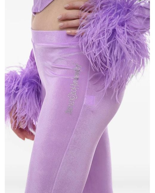 Adriana Hot Couture Purple Logo-Embellished Flared Trousers
