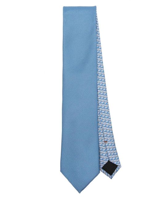 Zegna Blue Patterned-jacquard Silk Tie for men