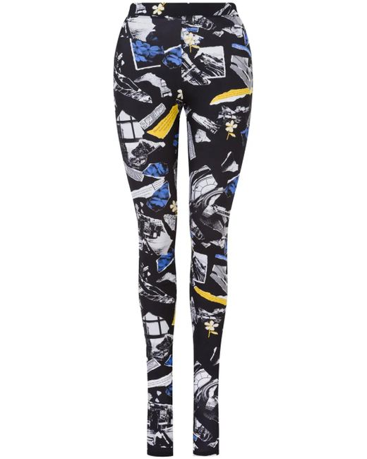 Moschino Blue Graphic-Print Leggings