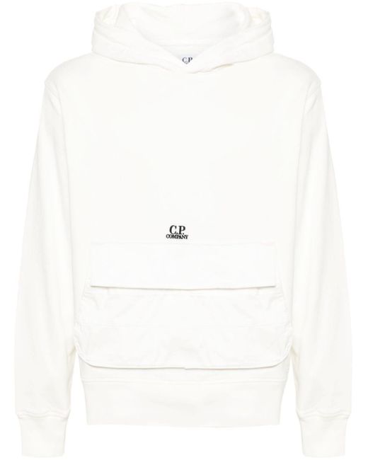 Hoodie en coton à logo brodé C P Company pour homme en coloris White
