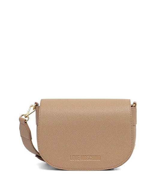 Love Moschino Natural Logo-Detail Cross Body Bag