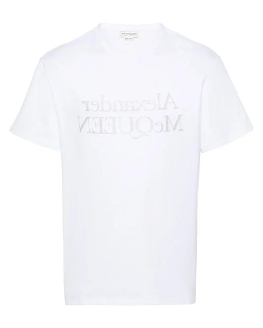 McQueen White Reflection Logo T-Shirt for men