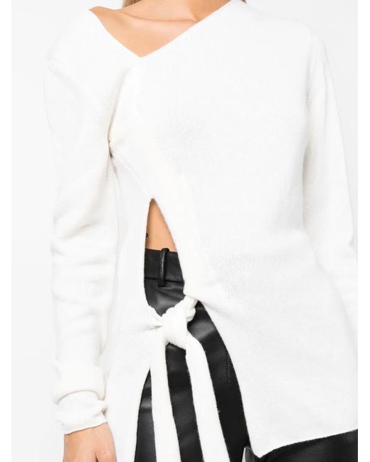 Tom Ford White Cut-Out Detail Asymmetric-Neck Jumper