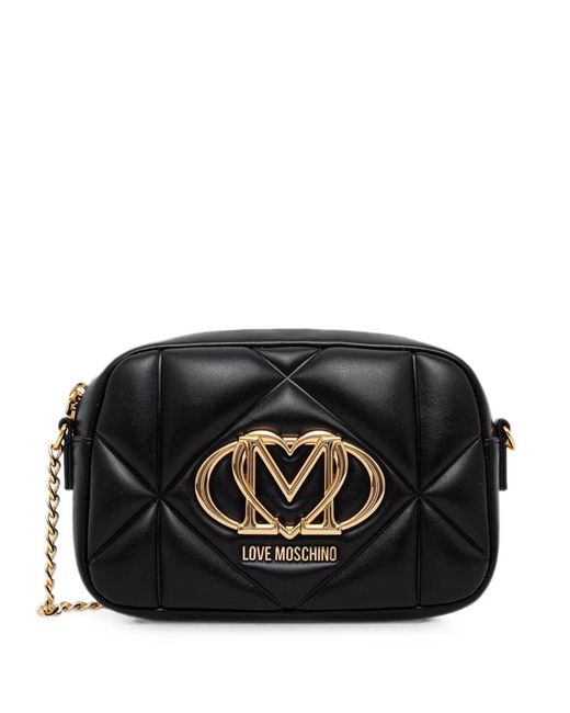 Love Moschino Black Sac Porté Épaule Matelassé À Plaque Logo