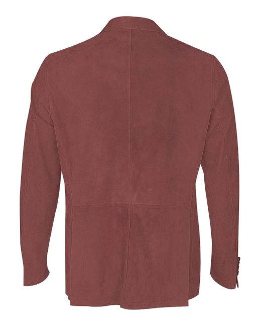 Eleventy Red Suede Single-Breasted Blazer for men