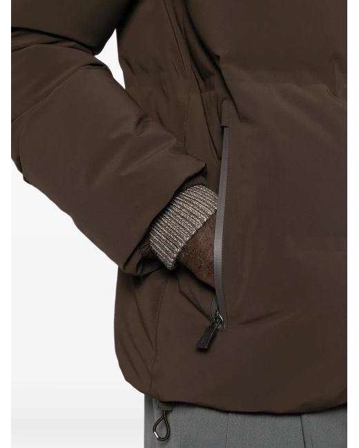 Herno Brown Quilted Press-Stud Jacket for men