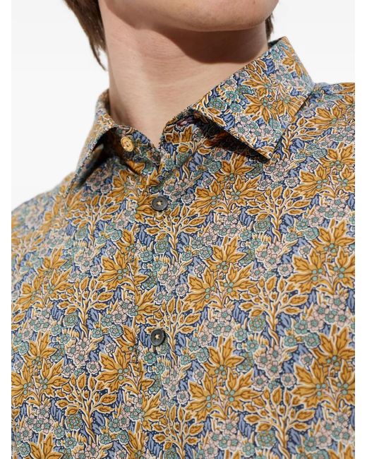Paul Smith Natural Shirt With Floral Motif for men
