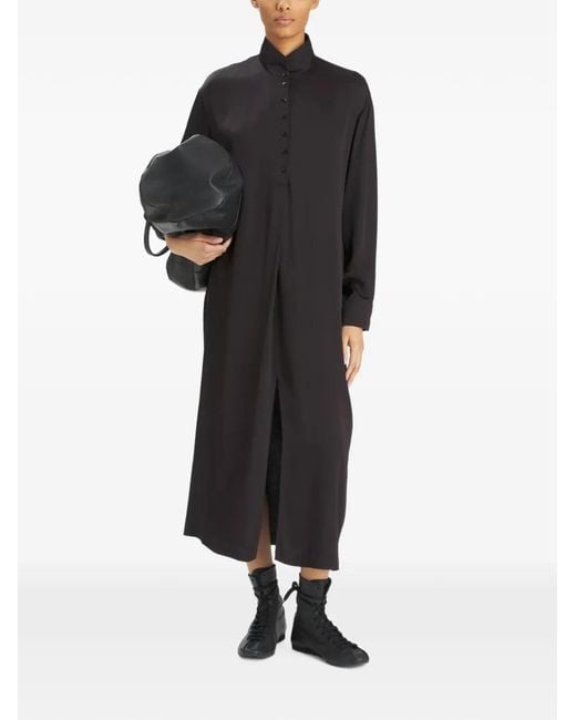 Barena Black Querina Front-Vent Maxi Dress