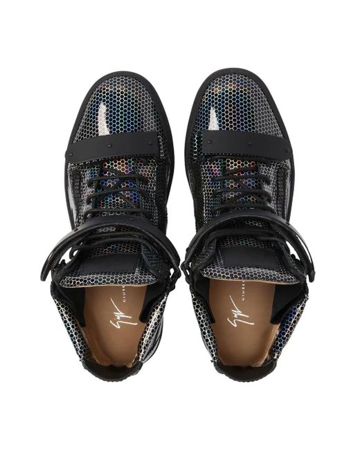 Giuseppe Zanotti Black Geometric-Print High-Top Sneakers for men