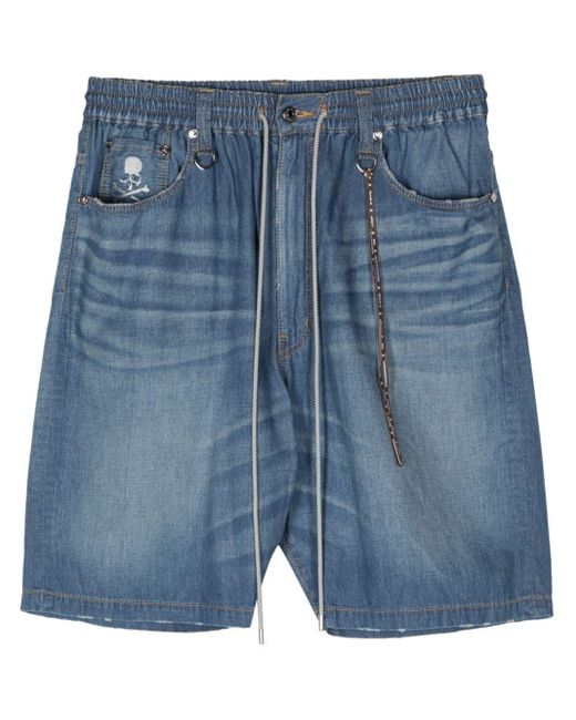 Mastermind Japan Jeans-Shorts mit Totenkopf-Stickerei in Blue für Herren