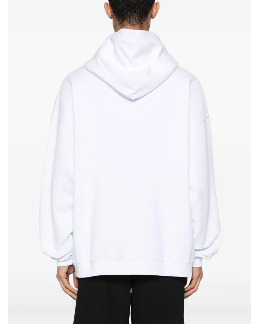 DSquared² White Logo-Print Cotton Hoodie for men