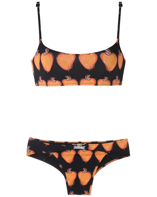 Amir Slama Brown Printed Bikini Set