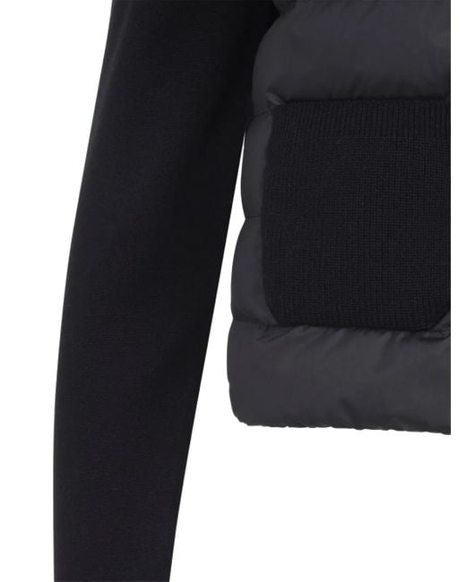 Moncler Black Wool-Panel Quilted Jacket