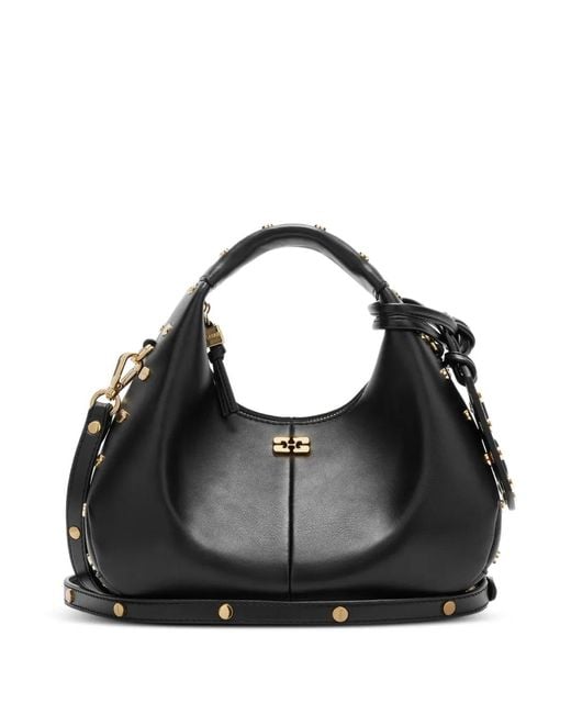 Ganni Black Mini Studded Tote Bag