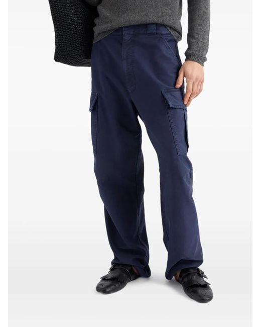 Prada Blue Cotton Cargo Pants for men