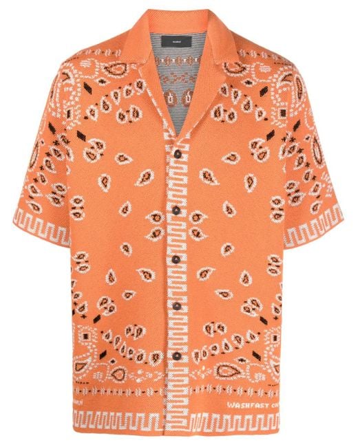 メンズ Alanui バンダナプリント シャツ Orange