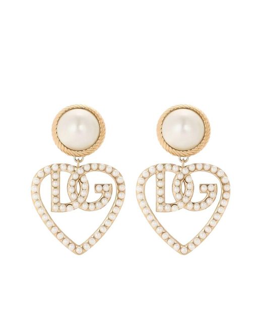 Dolce Gabbana Heart Pendant Earrings in White Lyst Canada