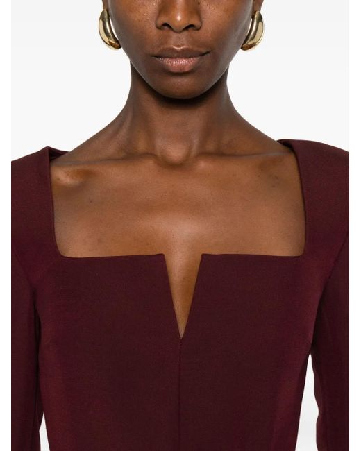 Roland Mouret Purple Square-Neck Belted Dress