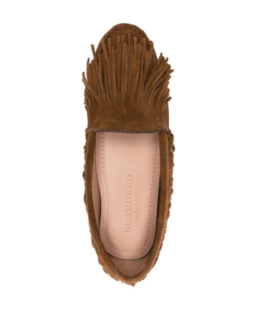 Scarosso Brown Fringed Suede Loafers