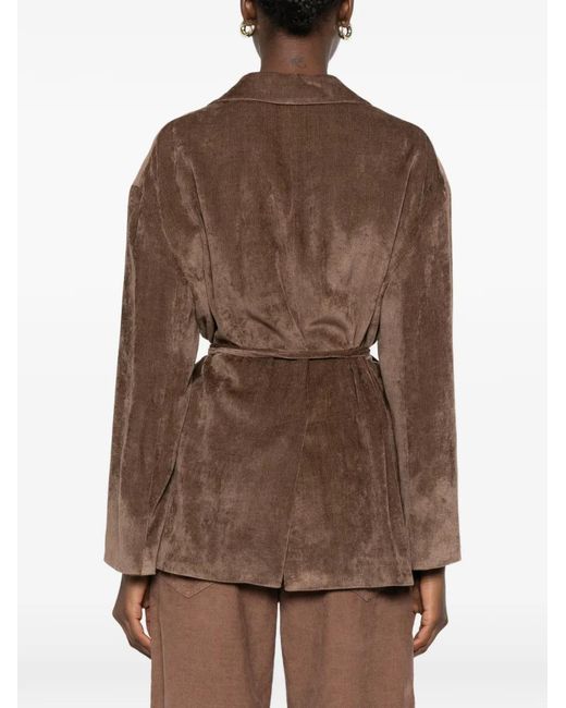 Brunello Cucinelli Brown Velvet Belted Jacket