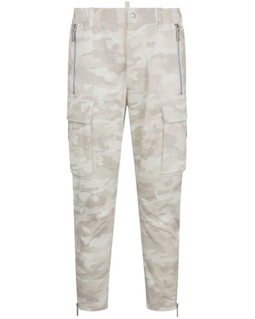 DSquared² Gray Tapered Camouflage-print Cargo Trousers for men