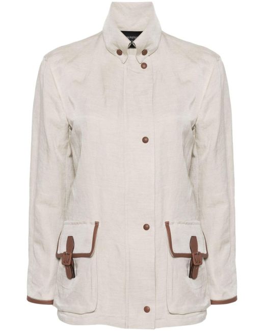 Manteau à simple boutonnage Emporio Armani en coloris Natural
