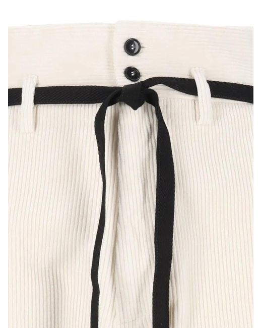 Barena White Candiano Belted Corduroy Trousers
