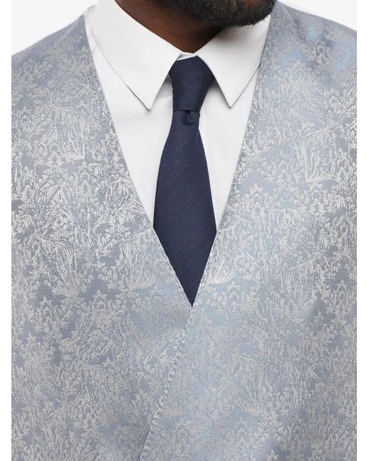 Corneliani Gray Double-Breasted Embroidered Waistcoat for men