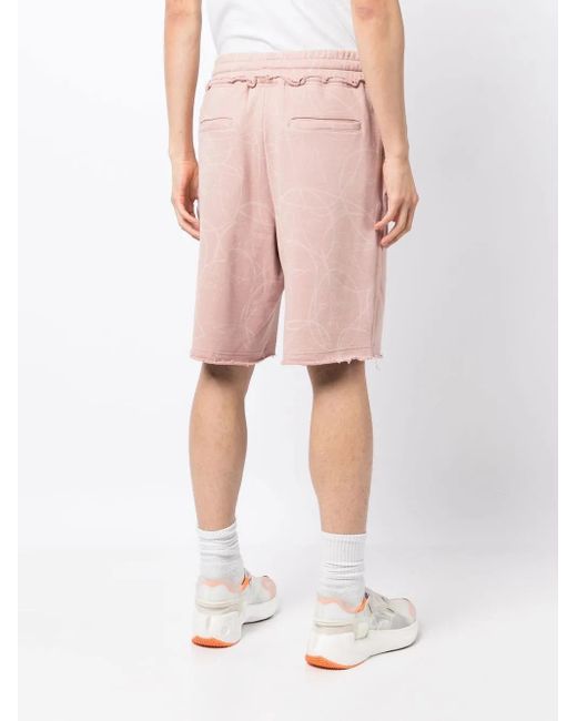 Haculla Pink Abstract-Print Knee-Length Shorts for men