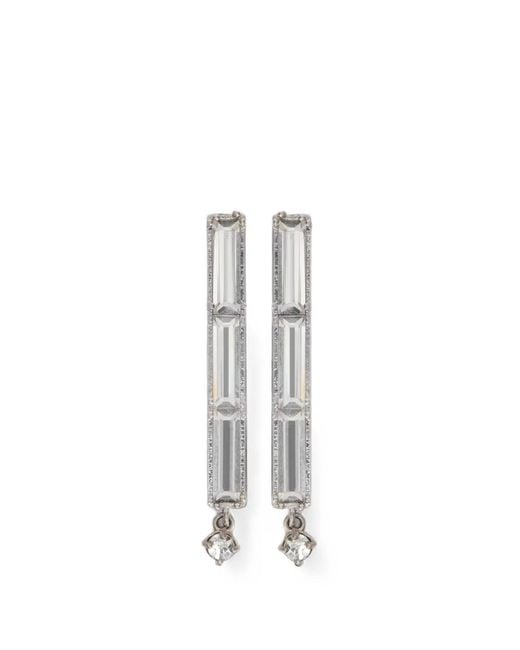 Jil Sander White Crystal-Embellished Handcrafted Earrings