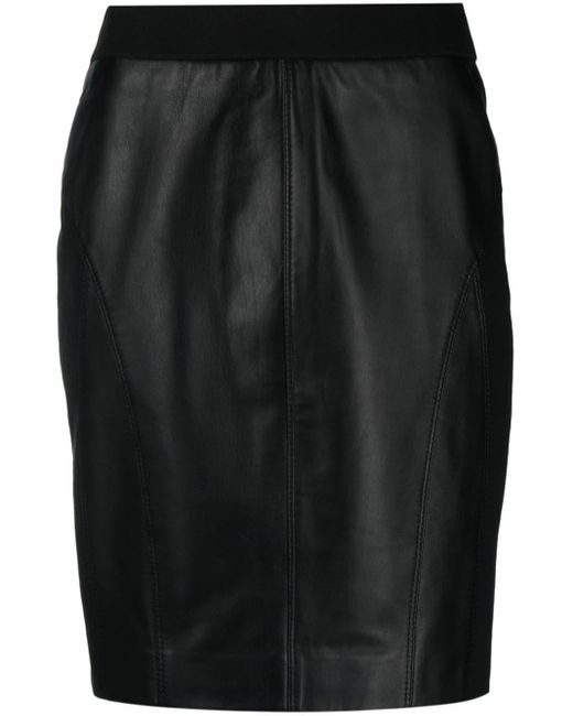 Pinko Black Zip-fastening Leather Skirt