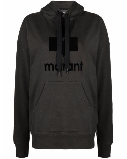Isabel Marant Black Cotton Mansel Hoodie Sweatshirt With Front Logo