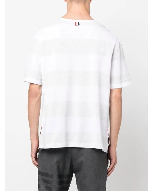 Thom Browne White Rwb Pocket Striped T-shirt for men