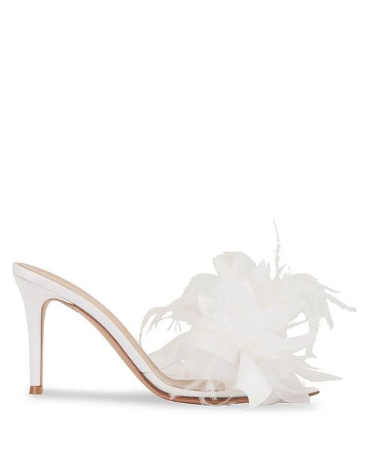 Gianvito Rossi White Ynez Floral-Appliqué Sandals