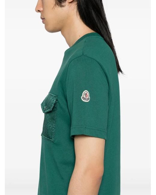 Moncler Green Monogram Cotton T-Shirt for men