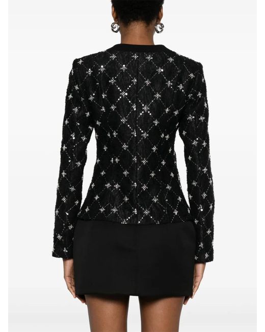 Nissa Black Embroidered Jacquard Jacket