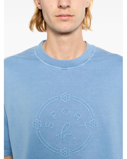 SPORT b. by agnès b. Blue Logo-Print Cotton T-Shirt for men
