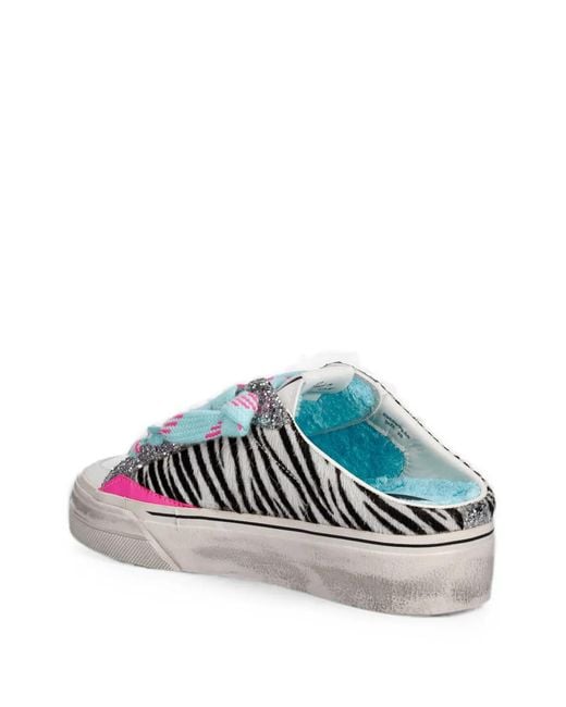 Crime London White Soho Zebra-Print Glitter Sneakers