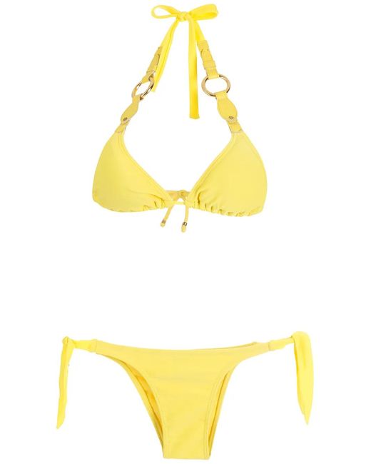 Amir Slama Yellow Hoop-Strap Triangle Bikini Set