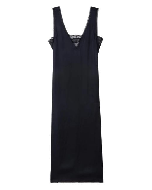 Zadig & Voltaire レーストリム サテンミディドレス Blue