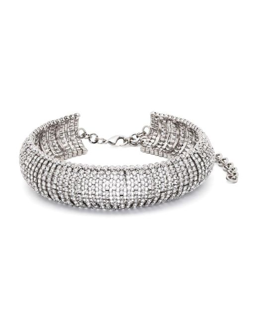 Alessandra Rich Metallic Crystal-embellished Choker Necklace