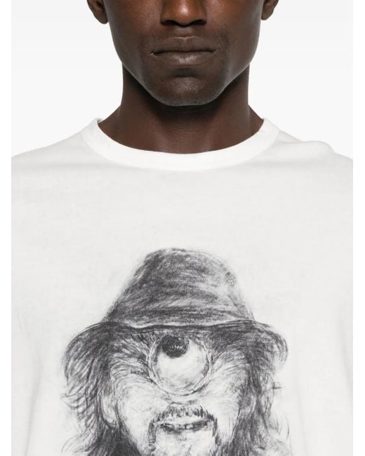 Yohji Yamamoto White Sketch-Print T-Shirt for men