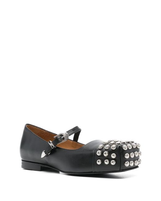 Toga Black Stud-Detail Ballet Flats