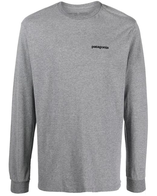 Patagonia Gray Logo Print Crew-Neck T-Shirt for men